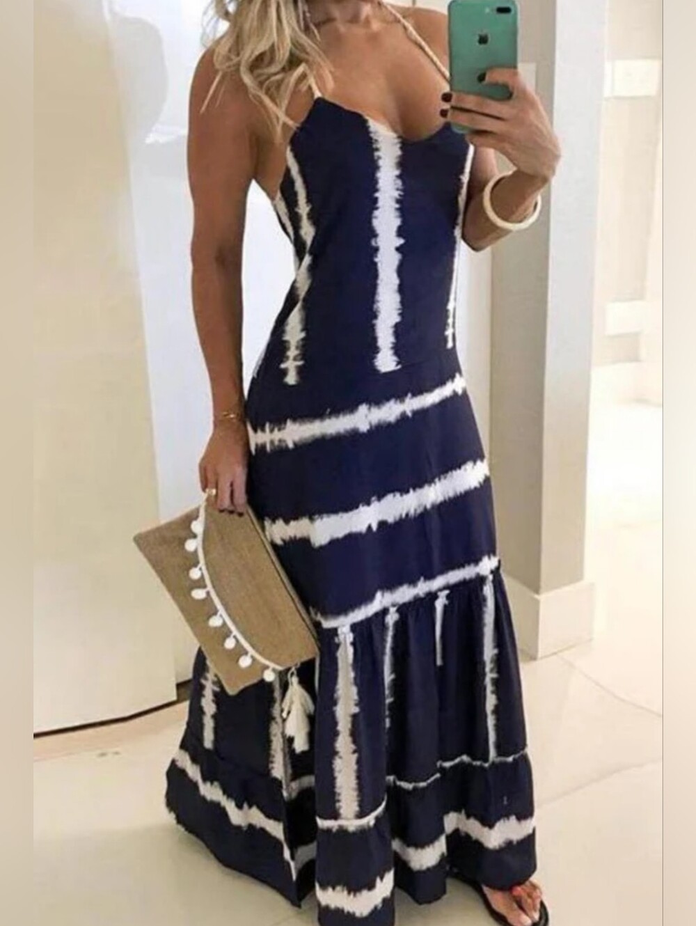 Women's Navy Tie-Dye Maxi Dress